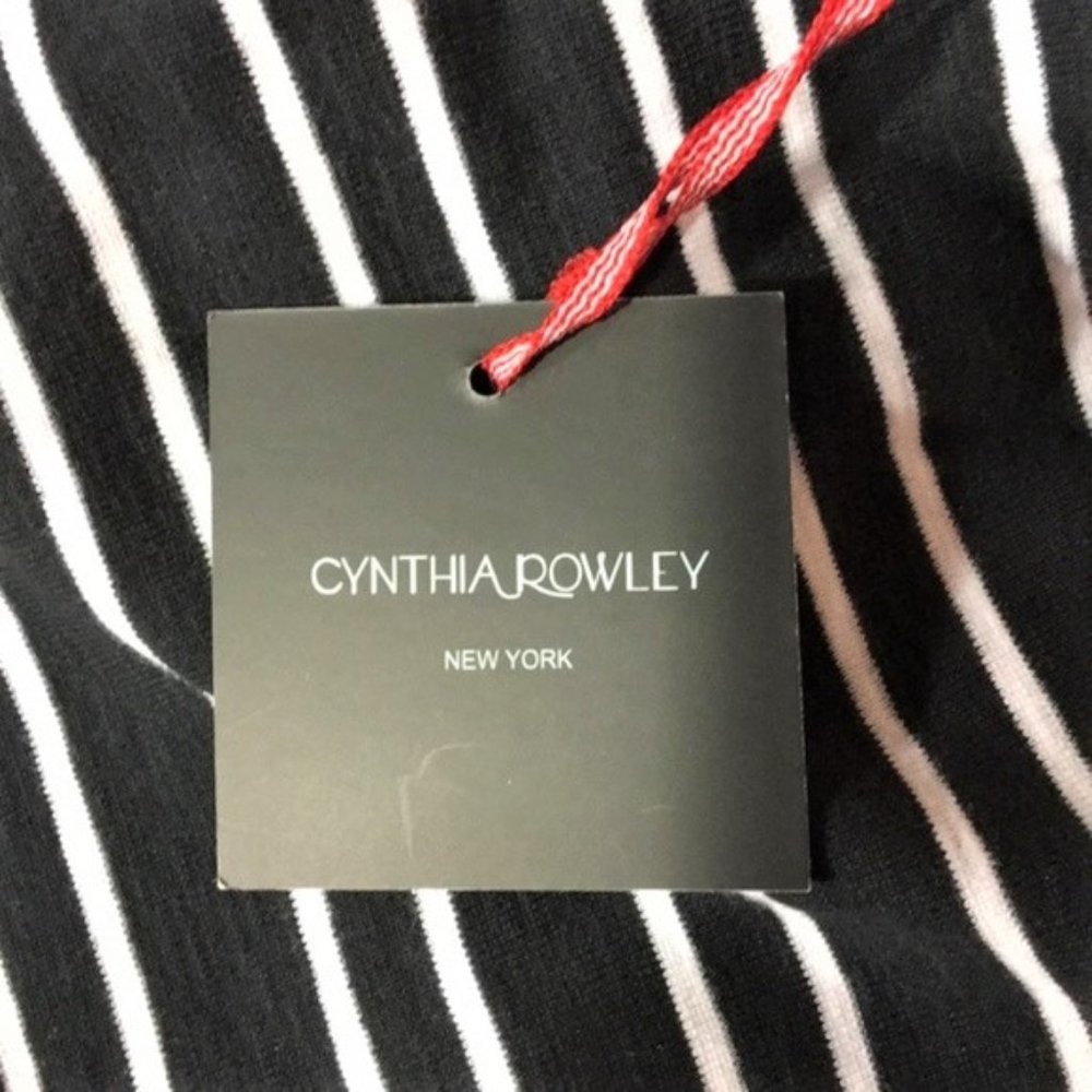 Cynthia Rowley Womens Top Shirt Size Medium Striped Scoop Neckline Black NWT - Picture 6 of 6